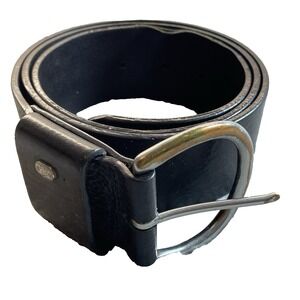 Lauren Ralph Lauren Belts Mens Large Black Italian‎ Leather w/Brass Buckle READ